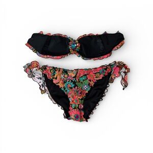 Victoria's Secret Black and Multicolor Bikini